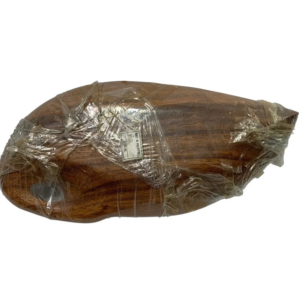 6 Wooden Fruit‎ & Leaf Shape Bowl Hand Crafted In Package Vintage Monkey Pod